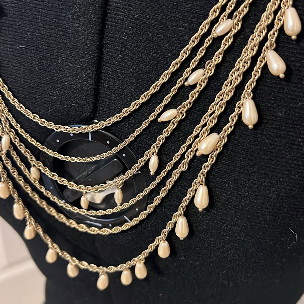 🆕 TALBOTS Gold and Pearl Multi Chain Necklace - Picture 3 of 7